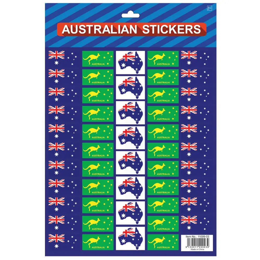 Australian Flags Stickers Assorted (1 Sheet) Australia Day