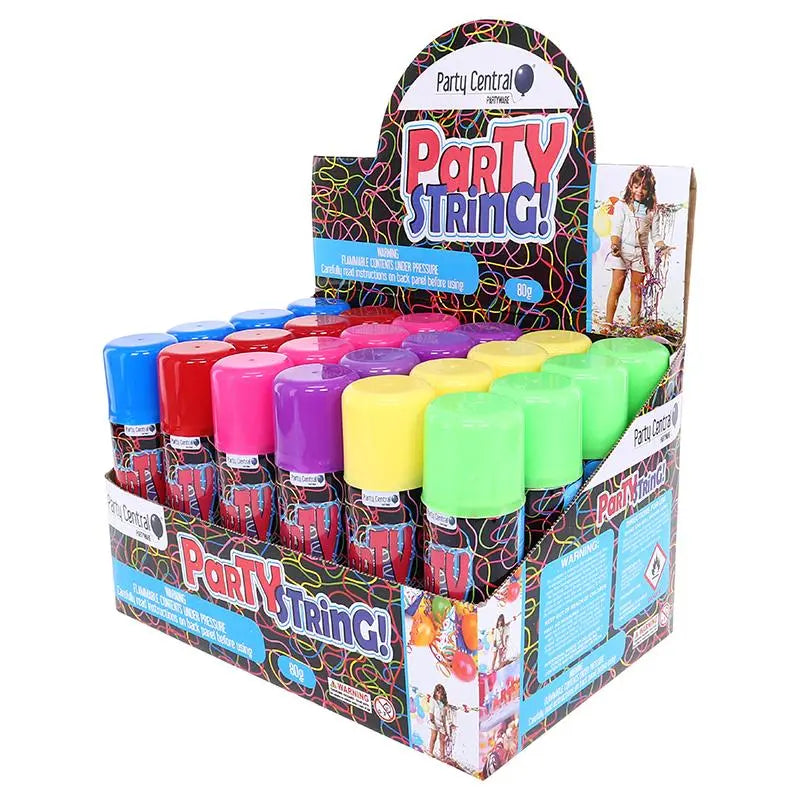 Party String 24pk Crazy String Assorted Colours