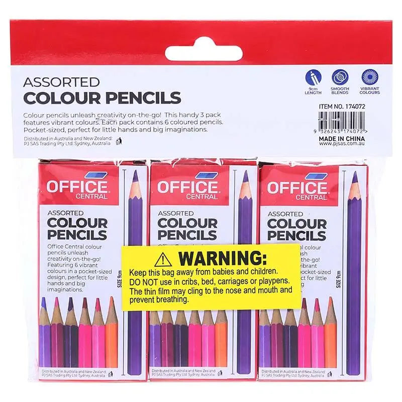 Mini Coloured Pencils 18pcs Assorted Colours