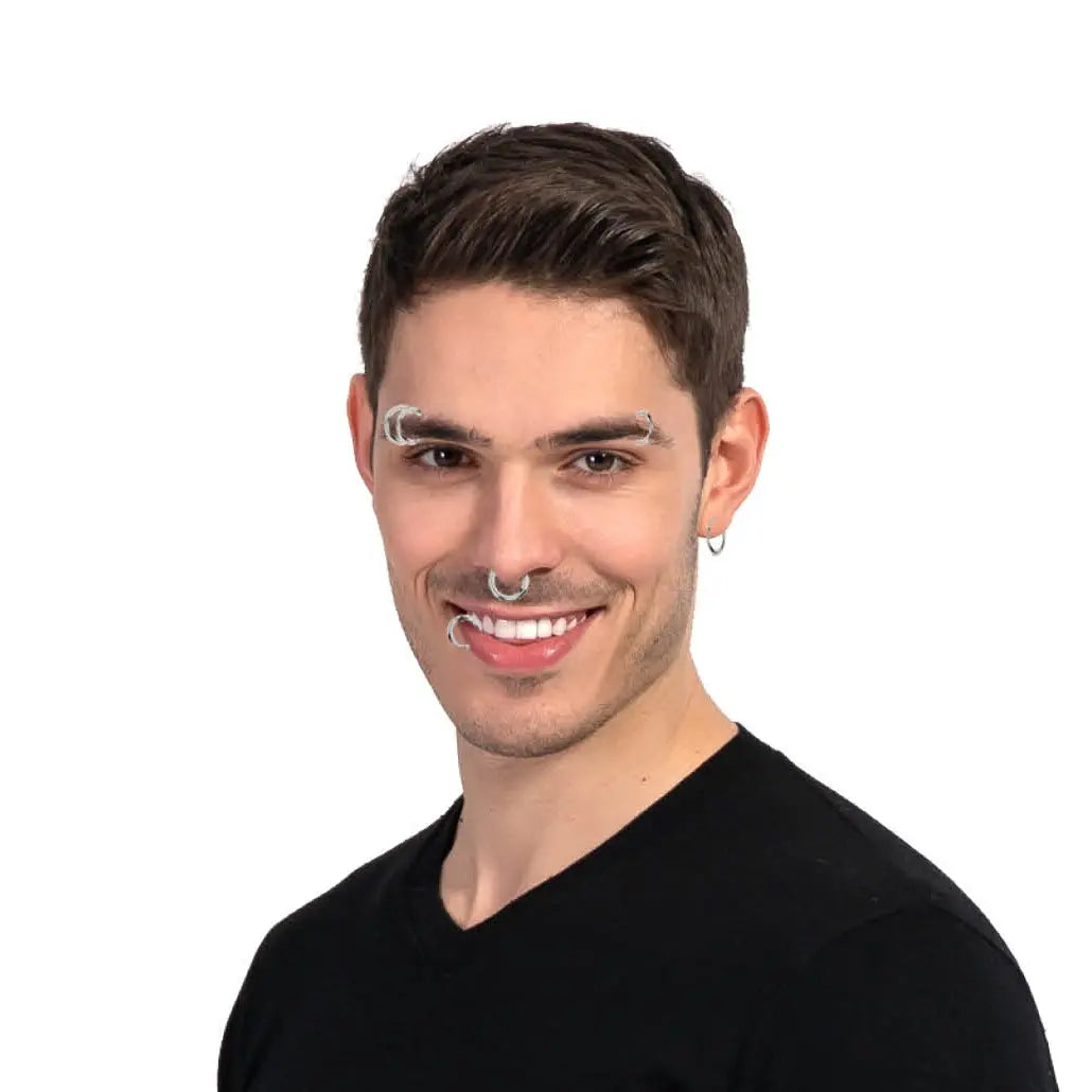 Fake Body Piercing 8pcs Nose Lips Eyebrows Ears Rings