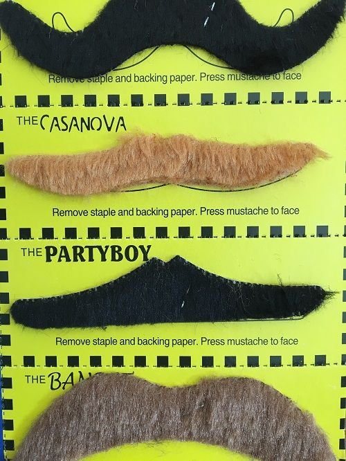 Multi-Colour Fake Moustaches Set 12pcs Self-Adhesive