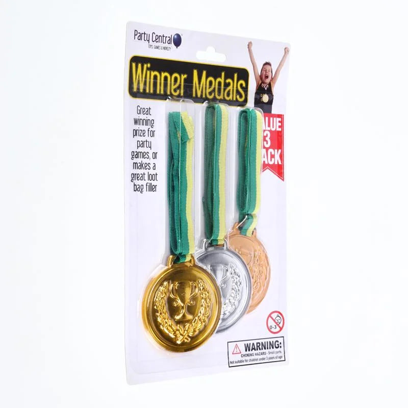 Winner Medals With Ribbon 3pcs Gold Silver Bronze