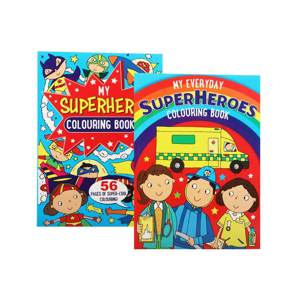 2 Colouring Books 56-page A4 Super Hero