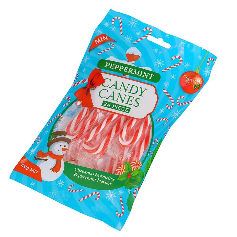 Mini Peppermint Candy Canes 120g Bag 24pcs Red & White Striped