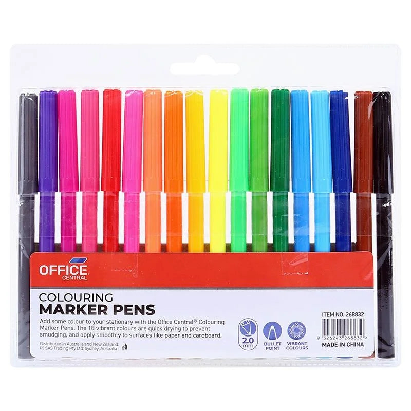 Colouring Pens Colour Markers 18pk Fine Tips