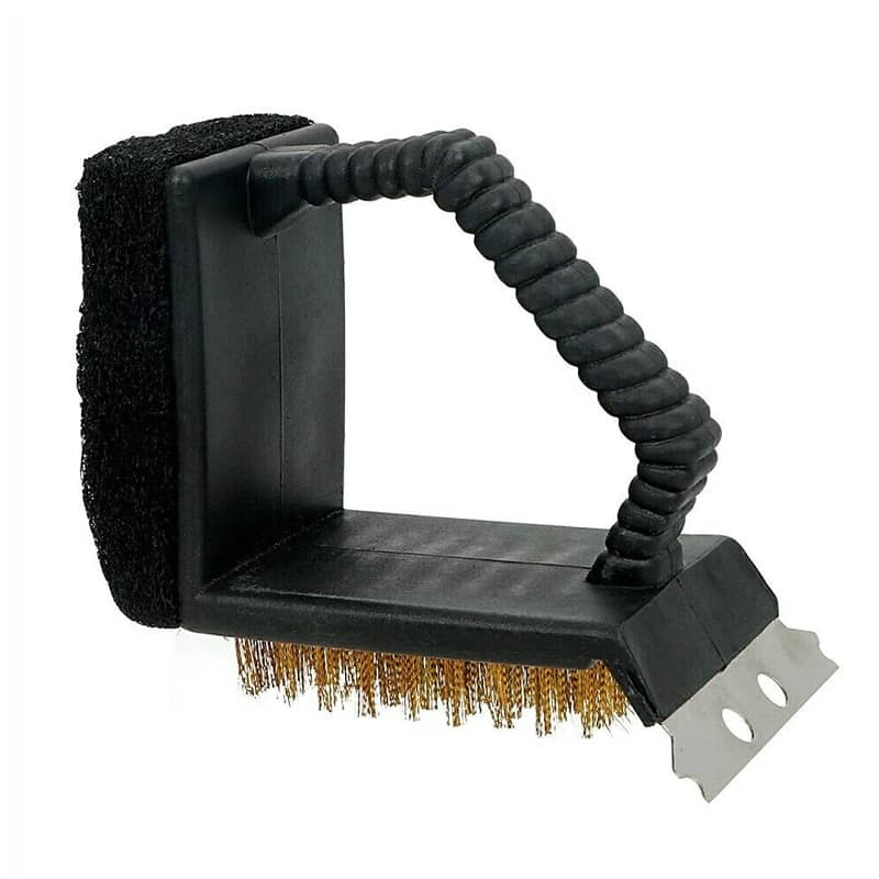 3 - in - 1 BBQ Brush (Bristles, Scraper & Scrubbing Pad) - NextParty