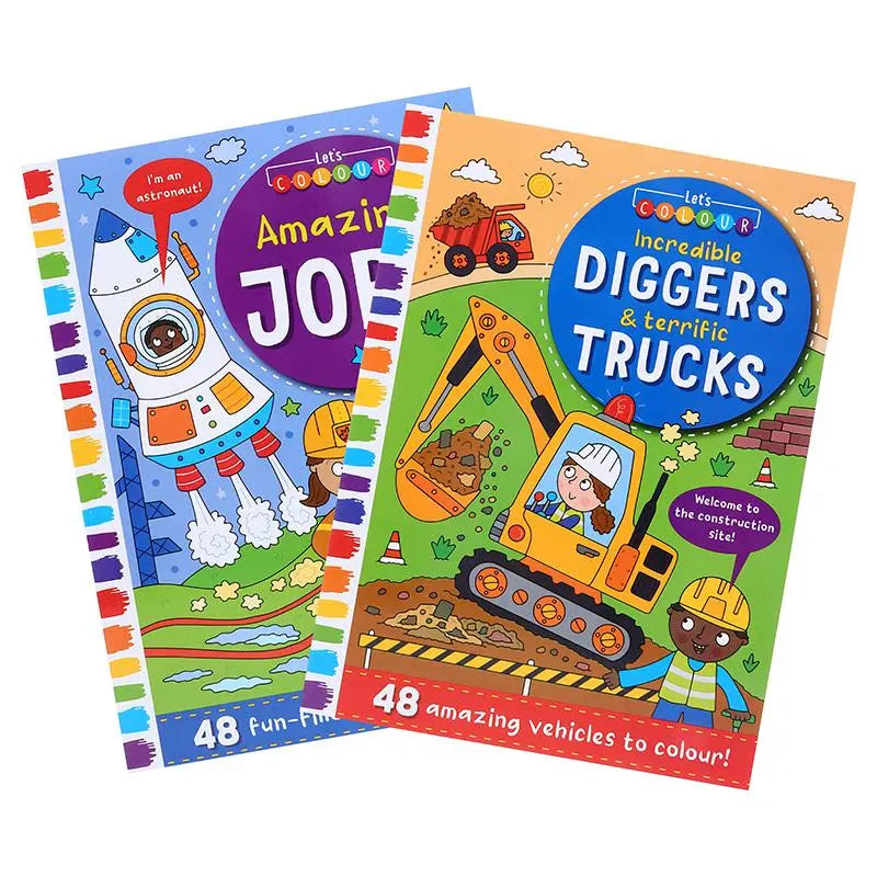 2 Colouring Books 48-page 270mm x 195mm Amazing Jobs
