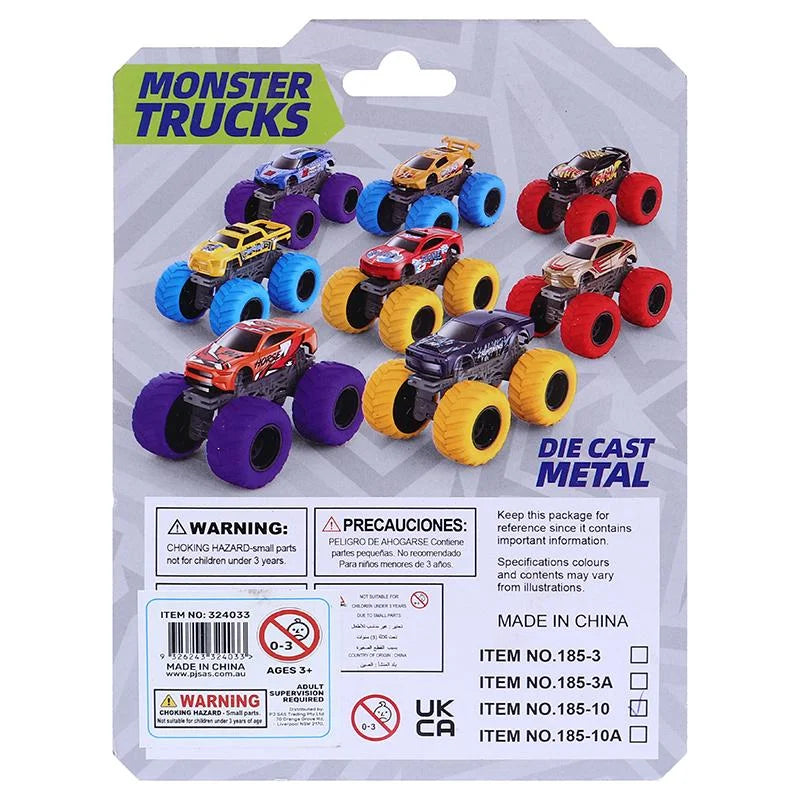 8 Monster Trucks 10 x 6.5 x 6cm Die Cast Metal