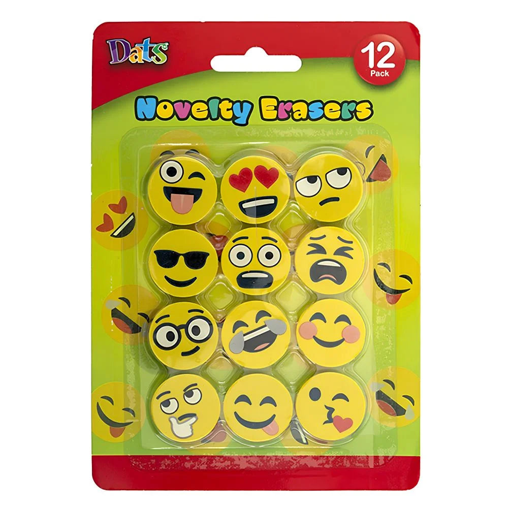 Small Smiley Face Erasers 12pcs Yellow Circle Emoji