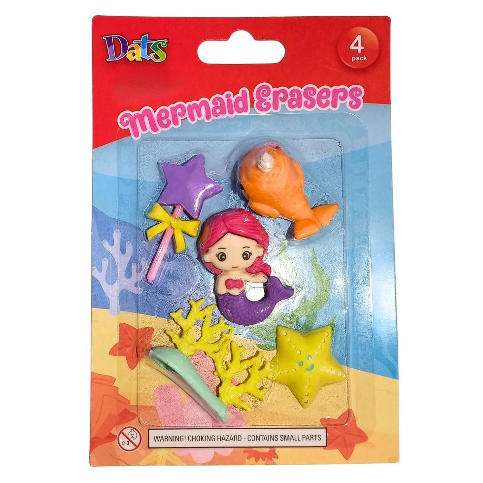 Mermaid Erasers 4pcs