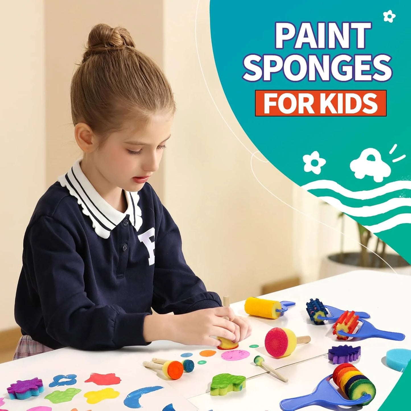 Sponge Stamp Set 10pcs (Sponges, Stamps, Rollers, Blocks)