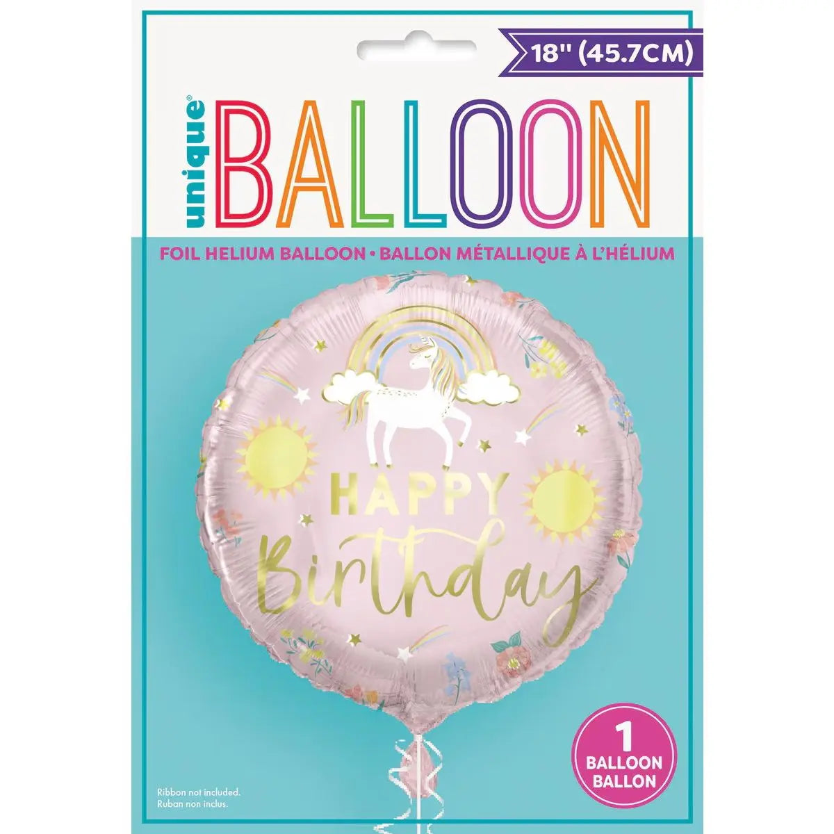 Dainty Unicorn Happy Birthday Foil Balloon 45cm (18")