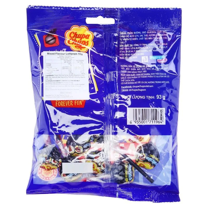 Chupa Chups Lollipop Tongue Painter 93g Bag 10pcs Cola & Strawberry Flavours