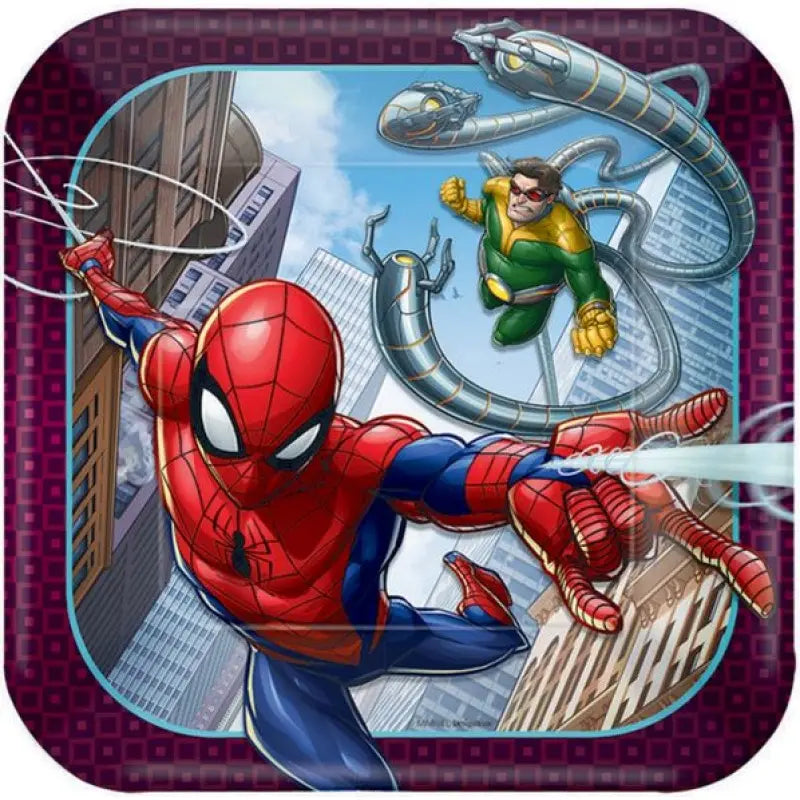 Spider-Man Small Paper Plates 17cm (7") 8pcs Square