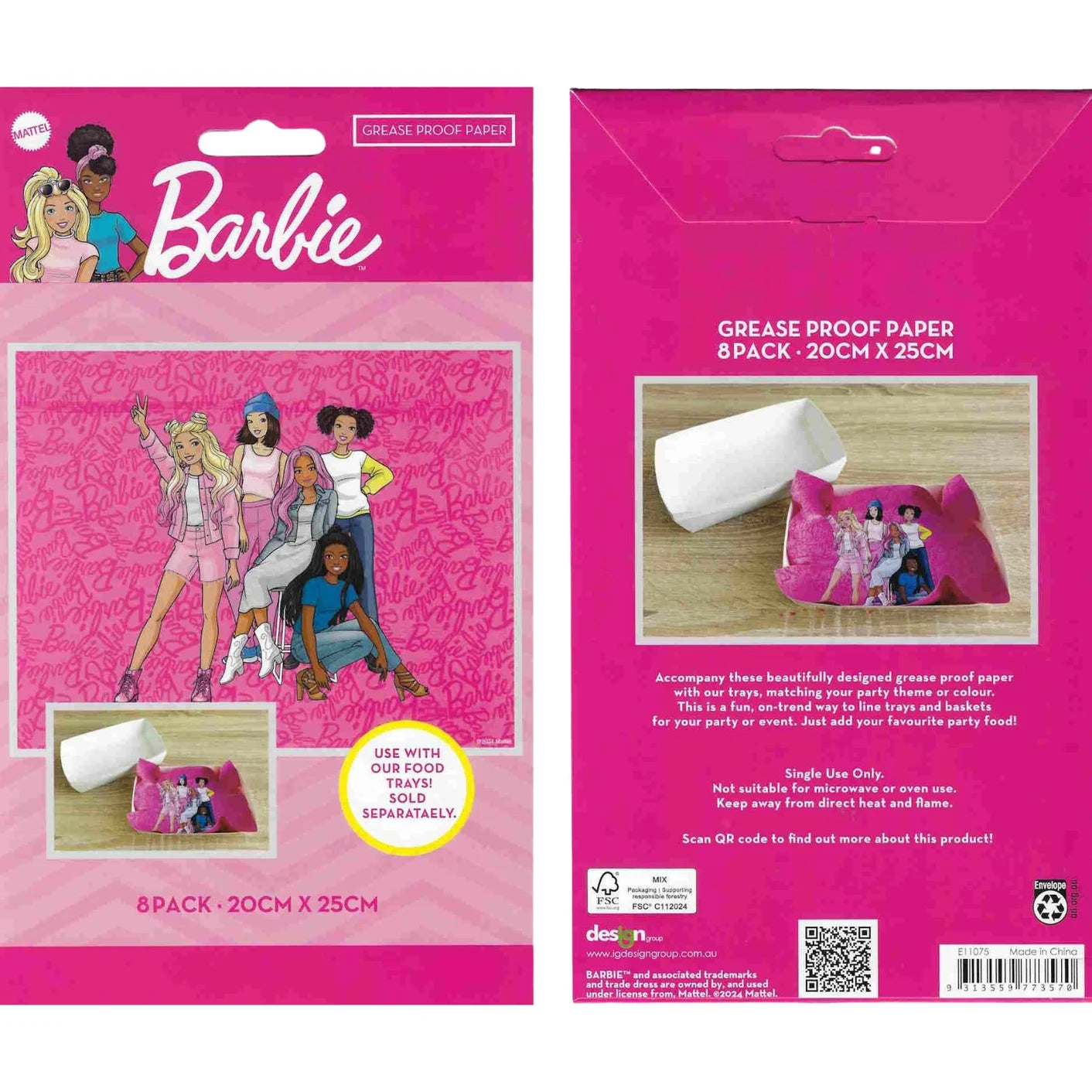 Barbie & Friends Grease Proof Papers 8pk