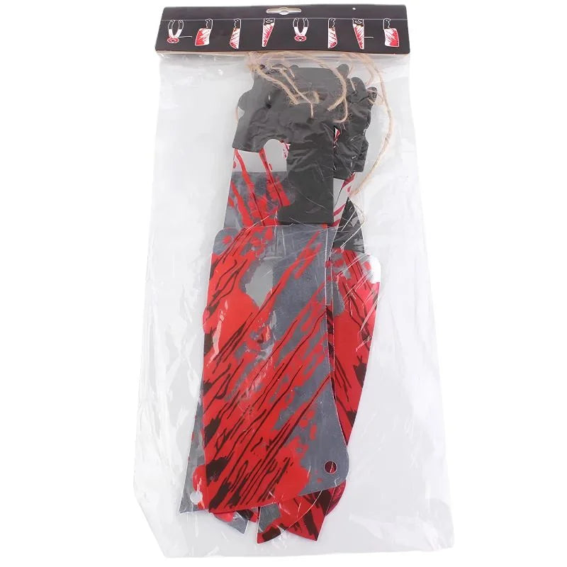 Fake Blood-Splattered Knife & Tool Halloween Hanging Garland 1.8m