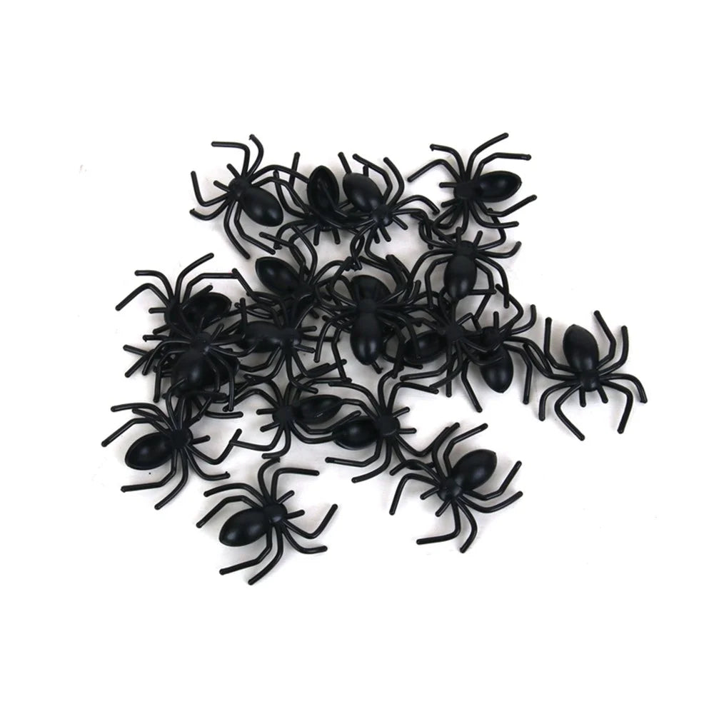 20 Fake Plastic Spiders 3.3cm Halloween Decorations
