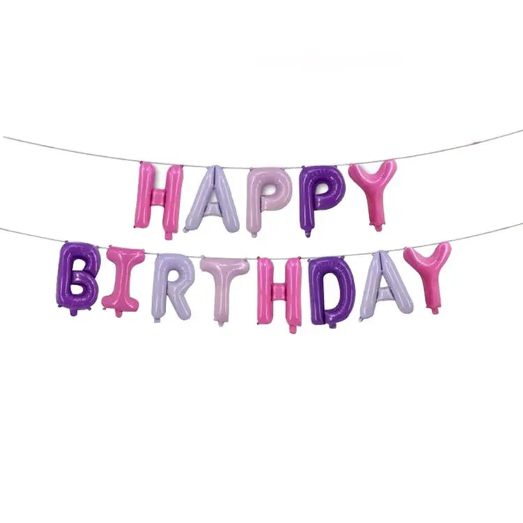 Pink Purple "Happy Birthday" Foil Letter Balloons Banner Kit 40cm (16") Pastel