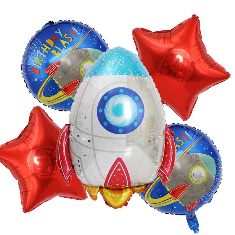 Space Rocket Foil Balloon Bouquet 5pcs
