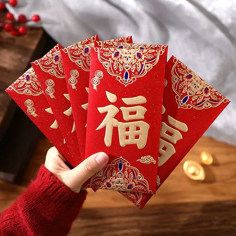 Red Money Envelopes 6pcs (4 Options) 9cm x 17cm