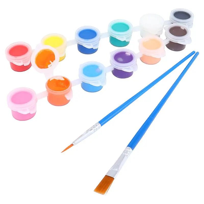 Acrylic Paint Set 12pcs With 2 Brushes - NextParty