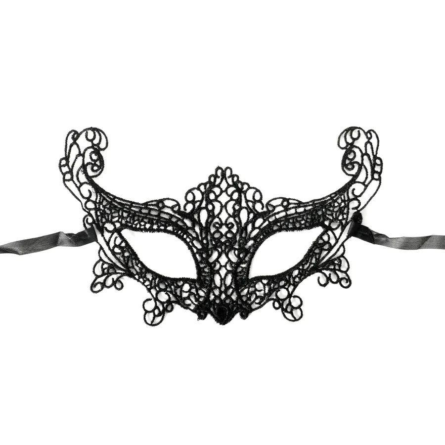 Adult Black Fox Lace Masquerade Mask - NextParty