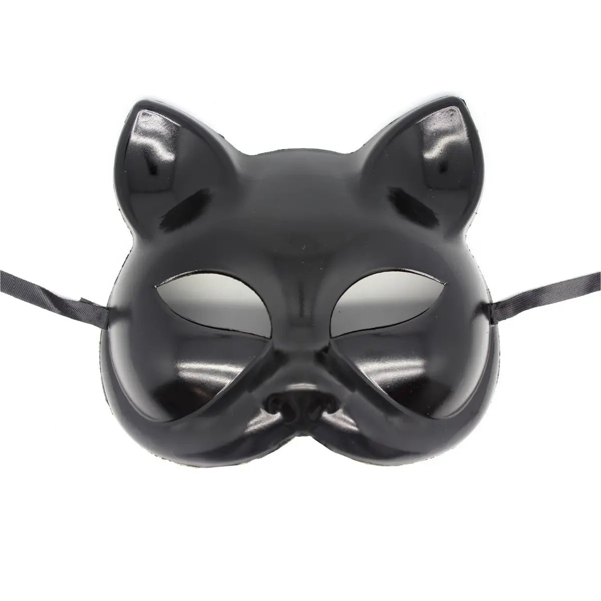 Black Cat Plastic Mask - NextParty