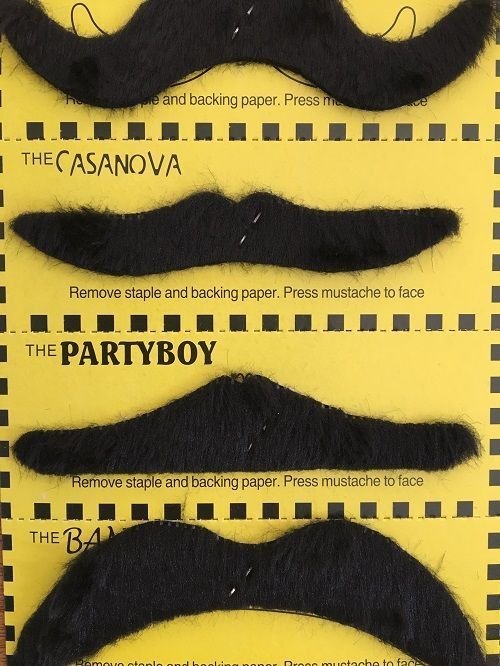 Black Fake Moustaches Mustaches Self - Adhesive Set 12pcs - NextParty