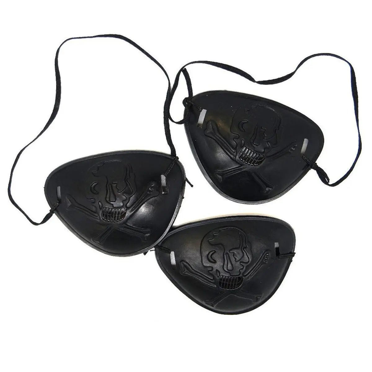 Black Pirate Eye Patches 3pk With Skull Crossbones - NextParty