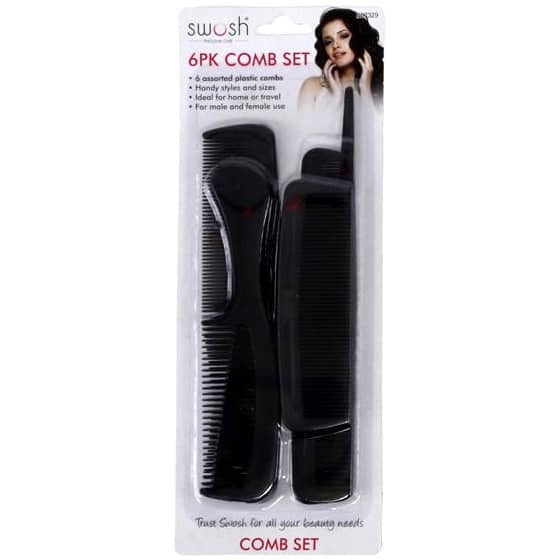 Black Plastic Comb Set 6pk - NextParty