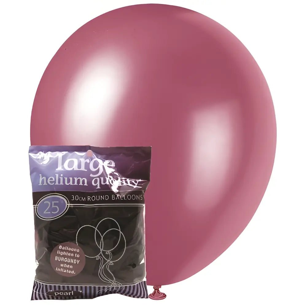 Burgundy Solid Colour Latex Balloons 30cm (12") 25pk - NextParty