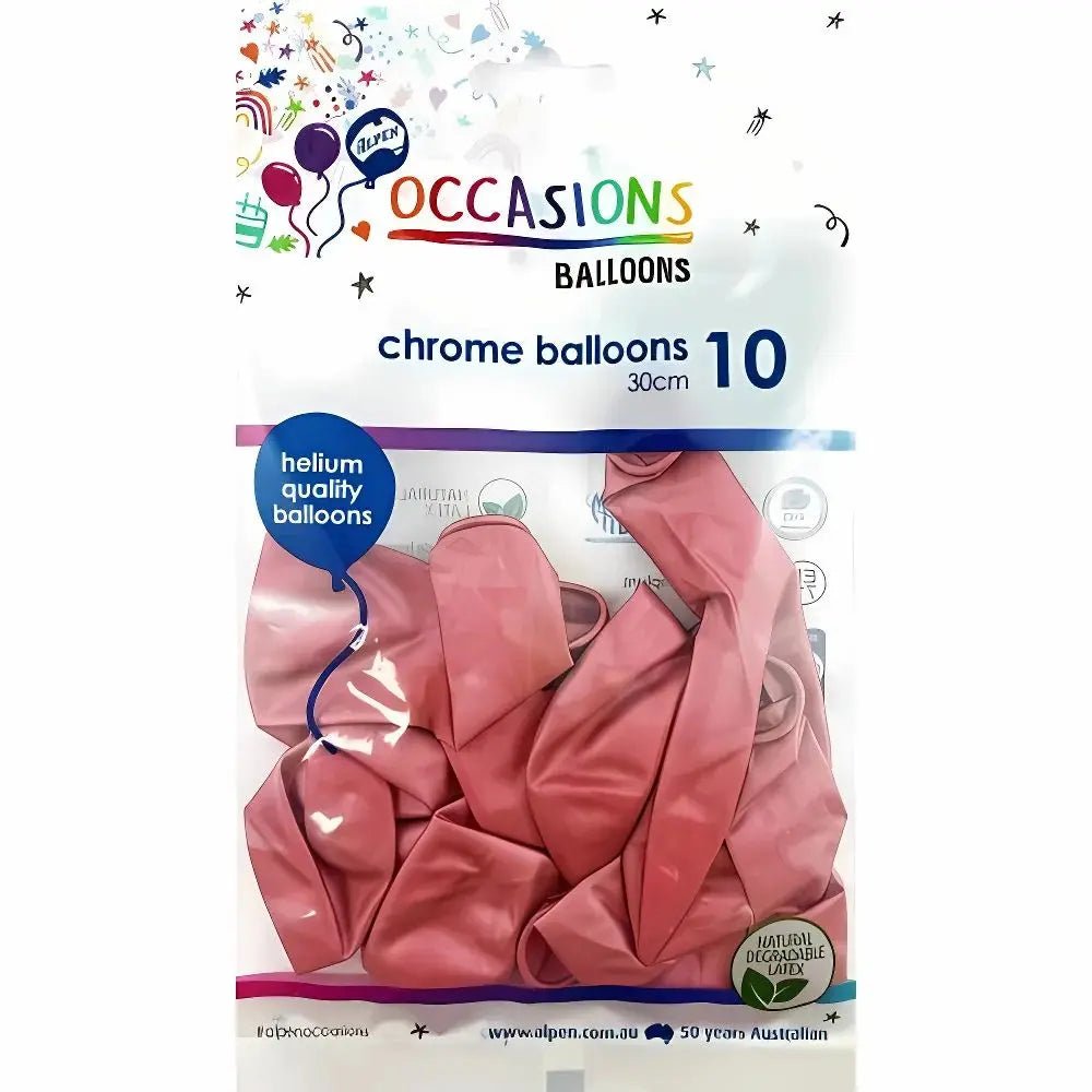 Chrome Pink Latex Balloons 30cm (12") 10pk - NextParty