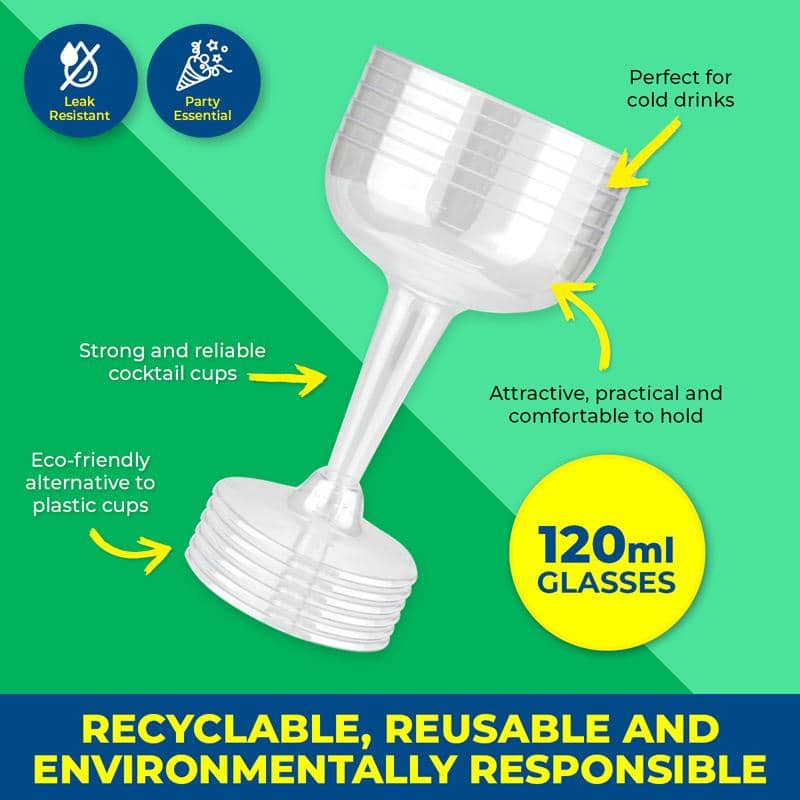 Clear Plastic Cocktail Glasses 120ml 15pk Drinkware - NextParty