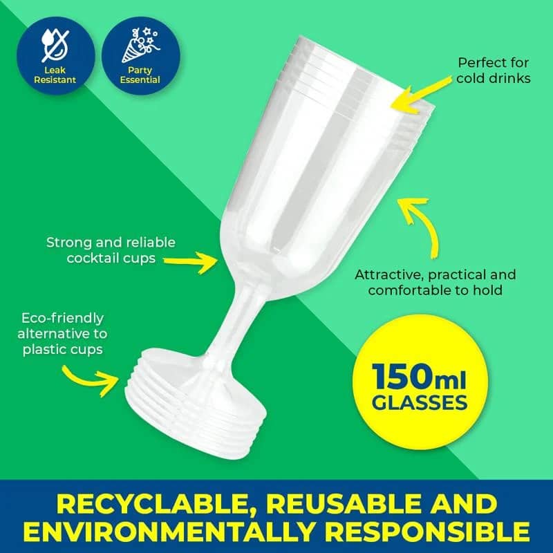 Clear Plastic Wine Glasses 150ml 15pk Drinkware - NextParty
