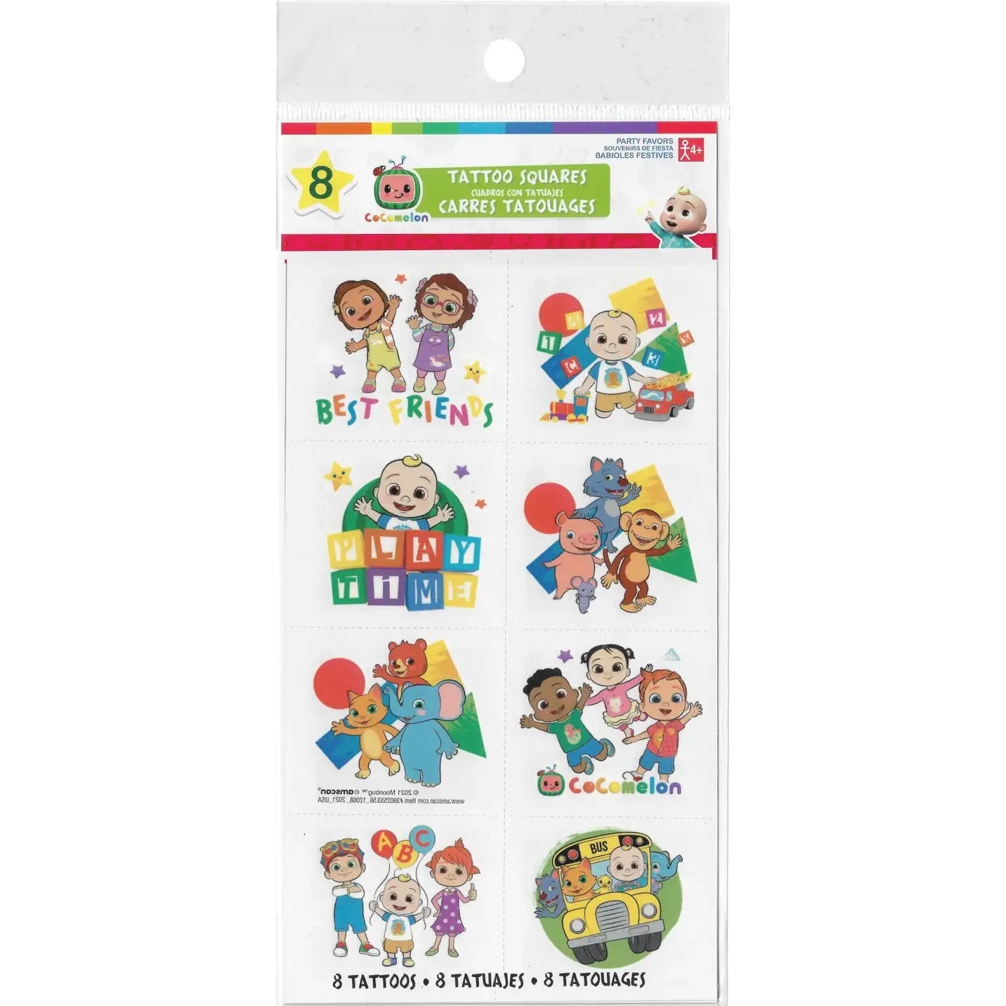 CoComelon Temporary Tattoos 8pcs (1 Sheet) Party Favours - NextParty