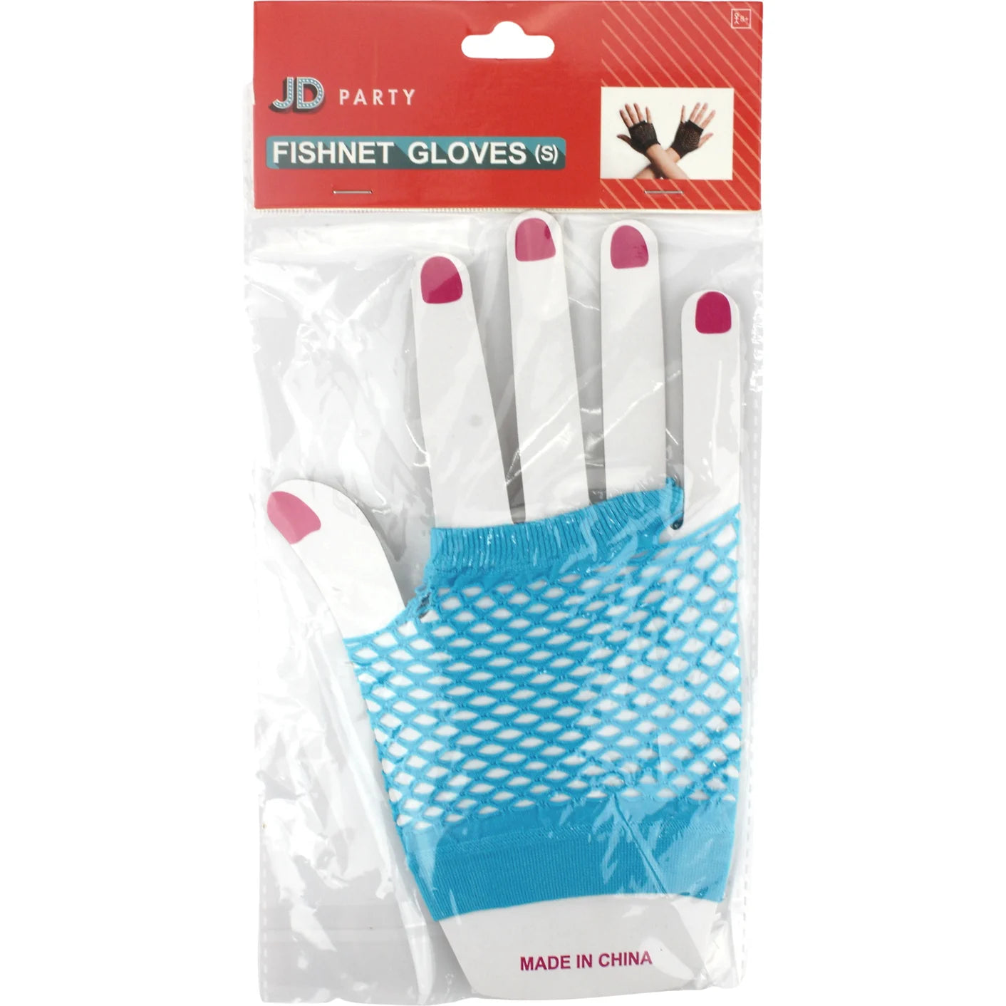 Light Blue Short Fingerless Fishnet Gloves