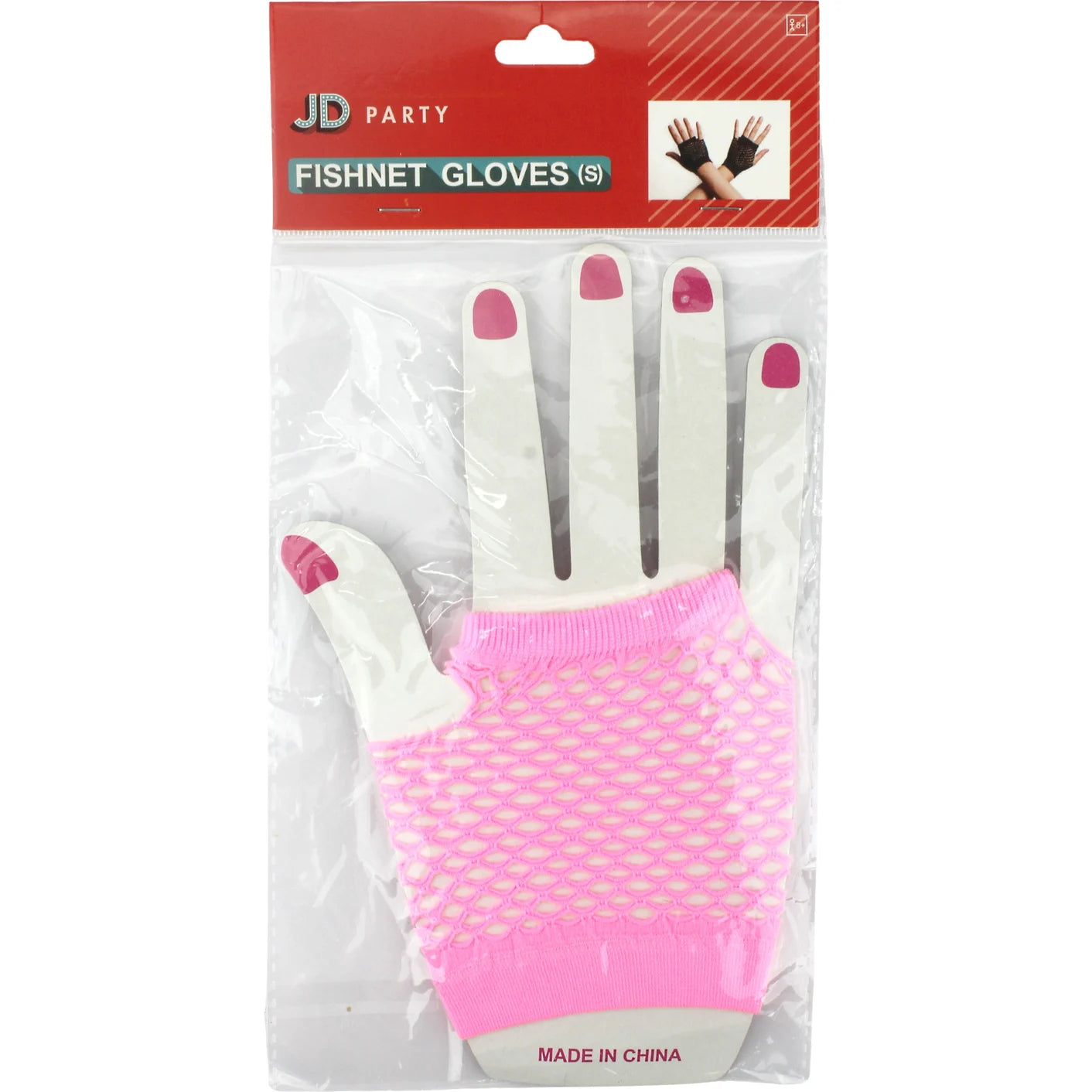 Pink Short Fingerless Fishnet Gloves