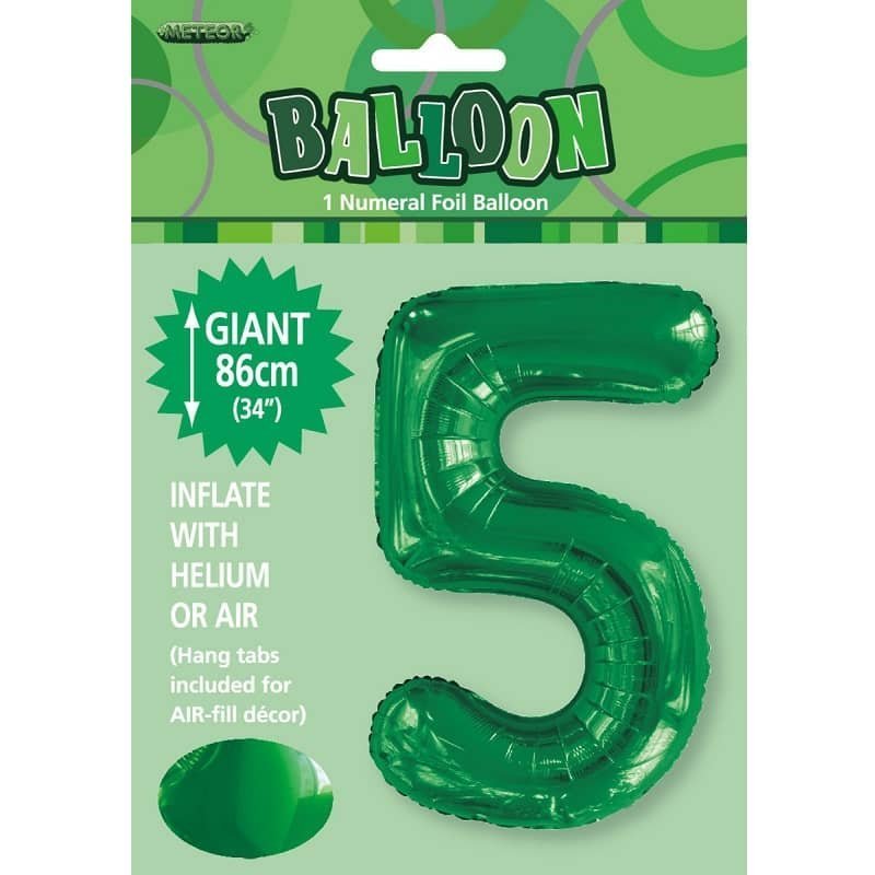 Emerald Green "5" Giant Numeral Foil Balloon 86CM (34") - NextParty
