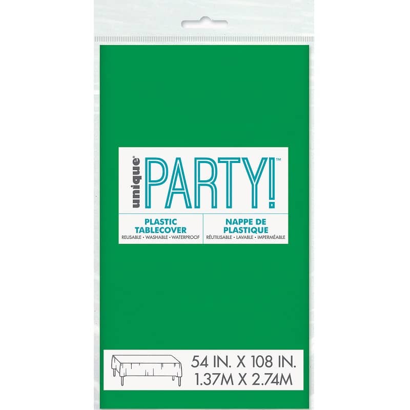 Emerald Green Rectangle Solid Colour Plastic Table Cover 137cm x 274cm - NextParty