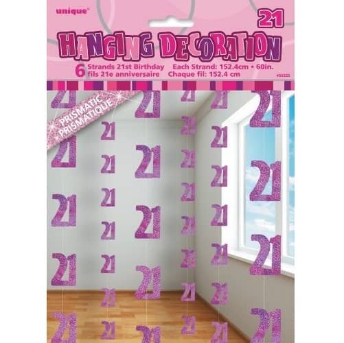 Glitz Pink And Silver 21st Birthday Hanging Decorations - NextParty
