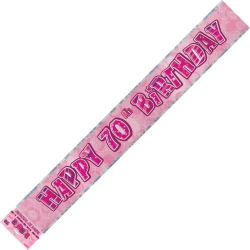 Glitz Pink And Silver Happy 70th Birthday Foil Banner 3.6M (12') - NextParty