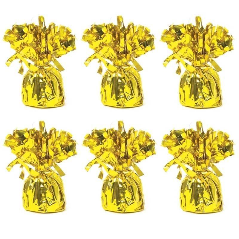 Gold Foil Balloon Weights 6pk - NextParty