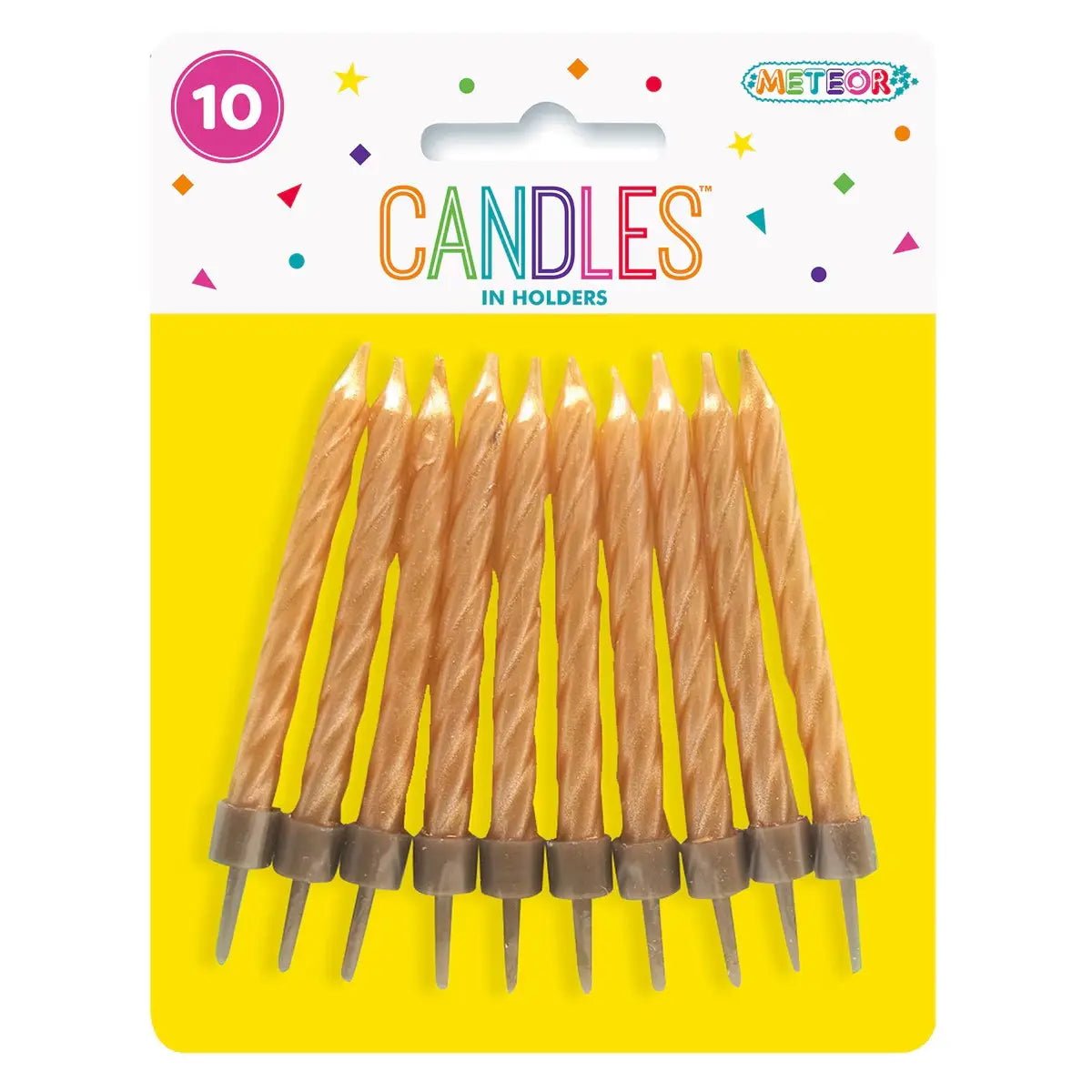 Gold Metallic Spiral Birthday Candles 10pk - NextParty