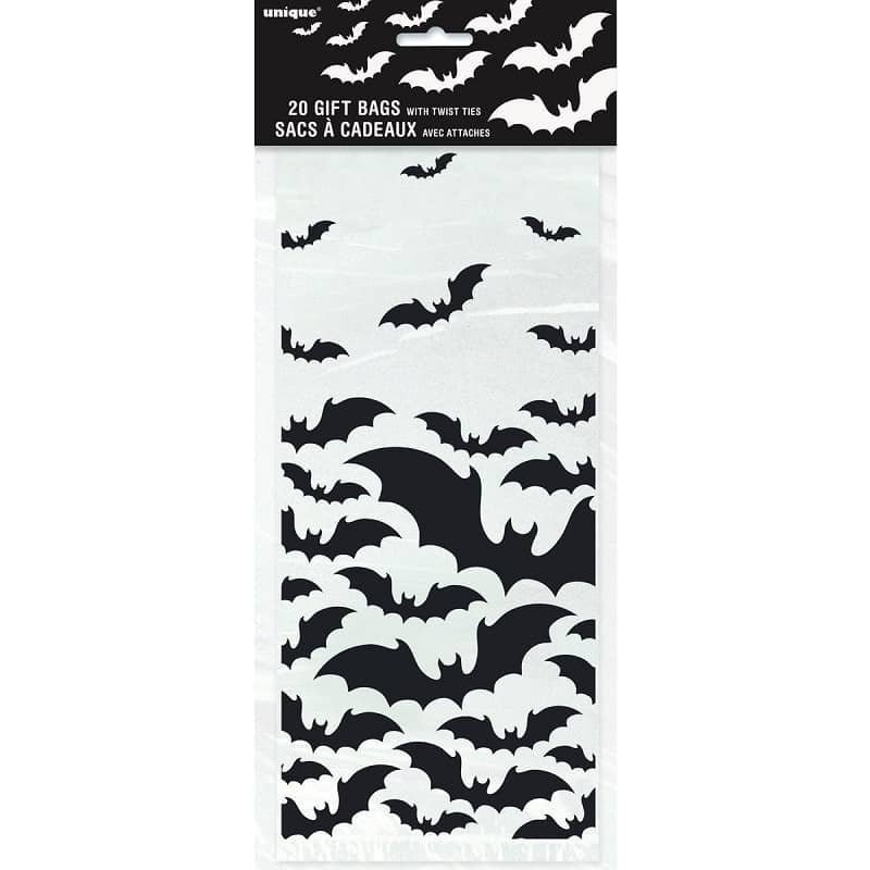 Halloween Black Bats Cello Bags 20pk - NextParty
