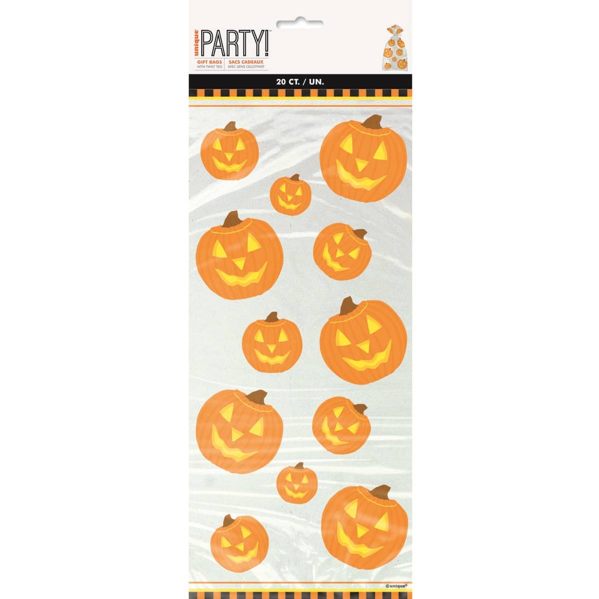 Halloween Cello Bags 20pk Pumpkin Glow Party Bags - NextParty