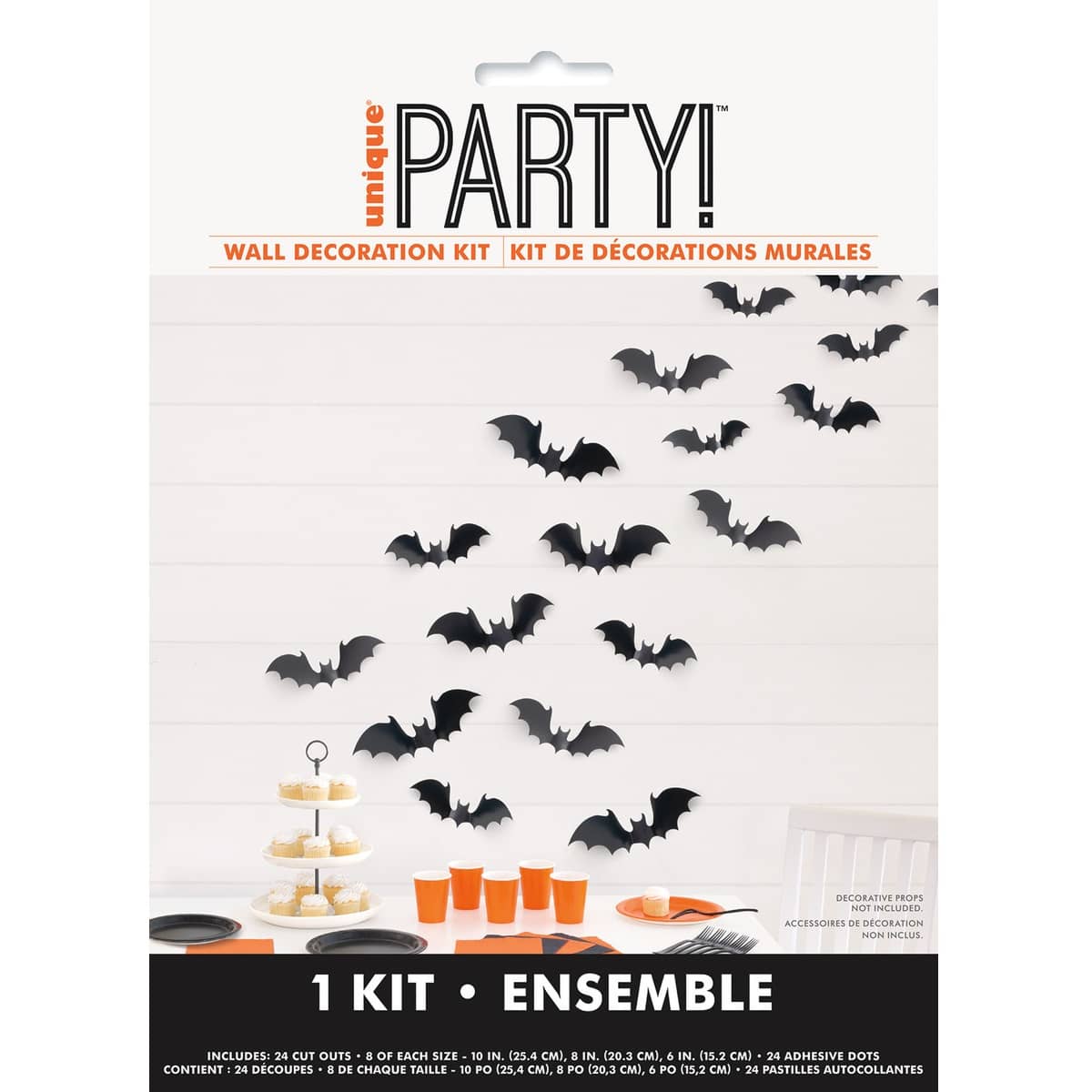 Halloween Flying Bats Stickers Wall Decoration Kit 24pk - NextParty