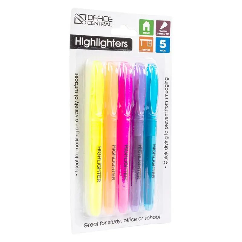 Highlighters 5pk Assorted Colours - NextParty