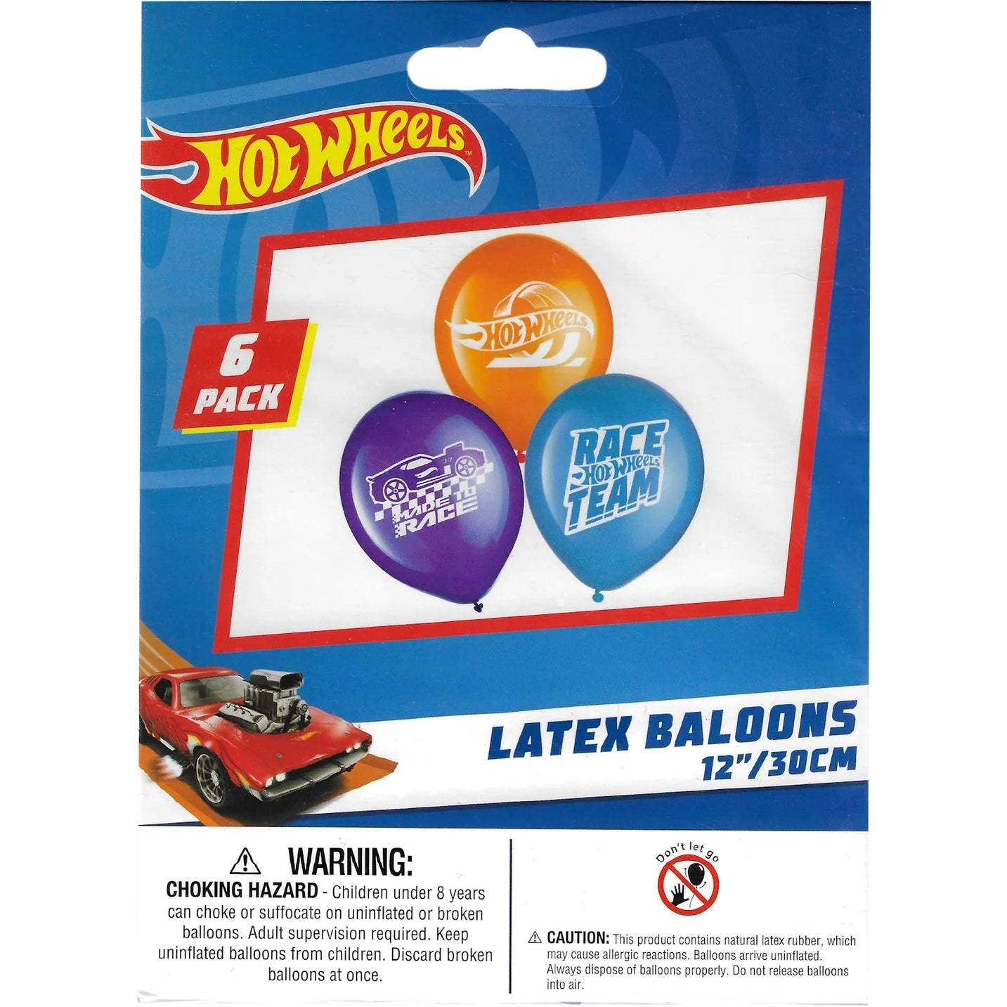 Hot Wheels Latex Balloons 30cm (12") 6pk - NextParty