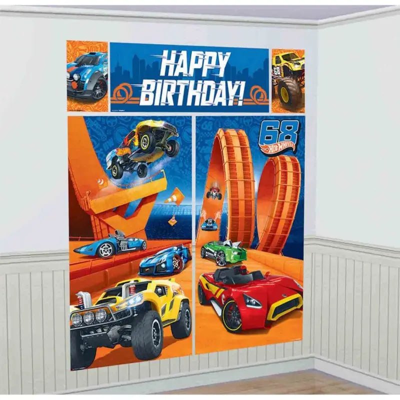 Hot Wheels Wild Racer Scene Setter Wall Decorations Kit - Plastic - NextParty
