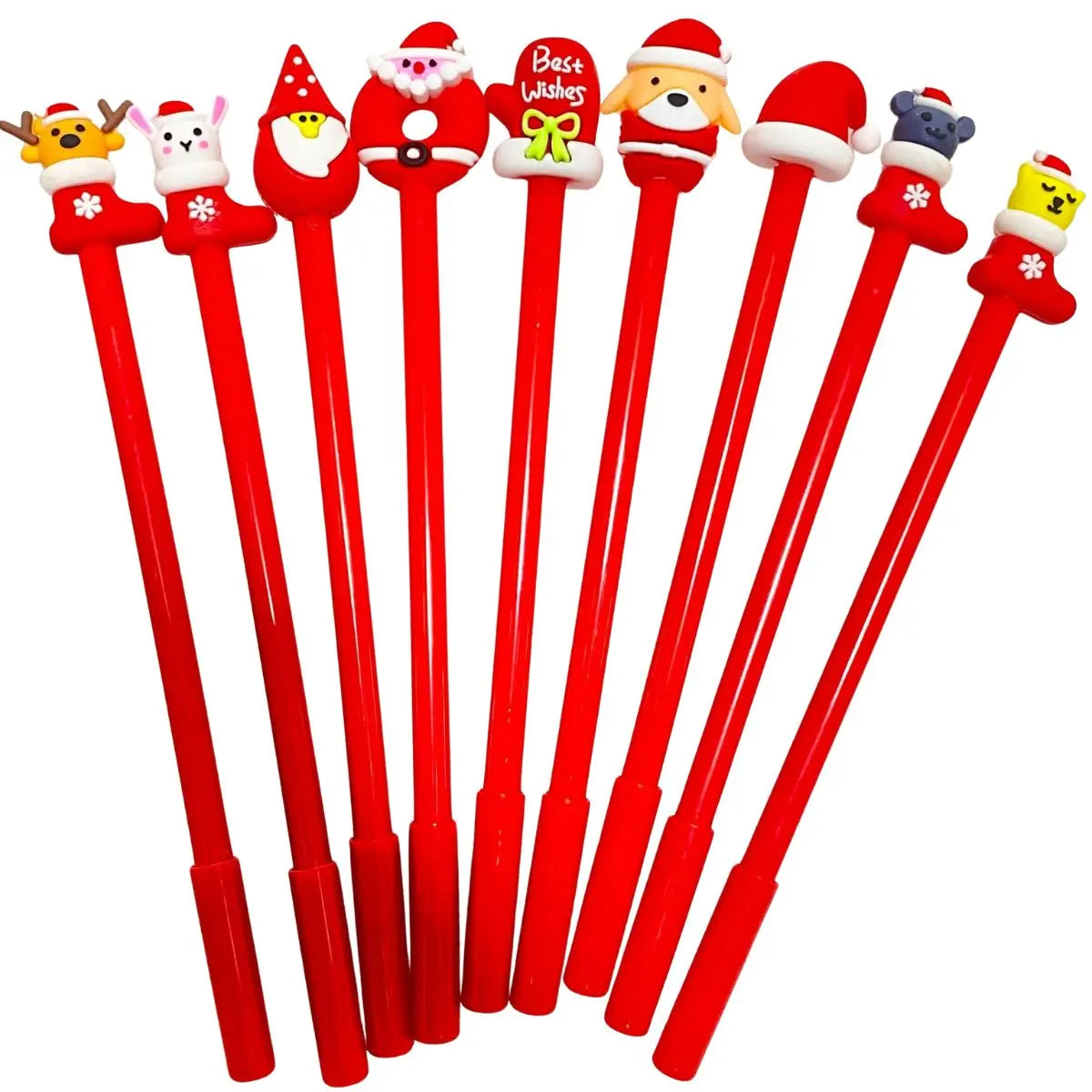 Christmas Gel Pens 10pcs Assorted Colours & Designs